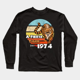 Year of the Tiger 1974 Fierce Vintage Chinese New Year Zodiac Long Sleeve T-Shirt